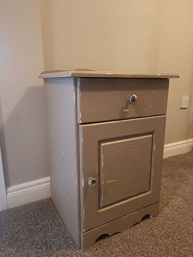 Solid Pine Bedside Locker - Coffee Chalk Paint