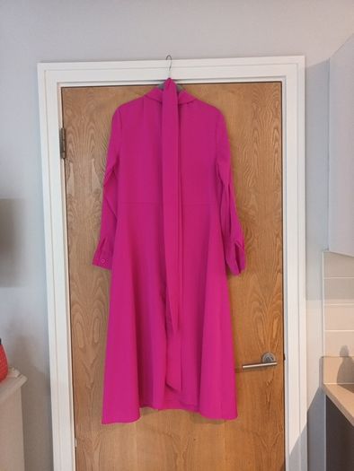 Cerise Pink Shirt Dress With A Selt Tie Belt.  S. 12. New.