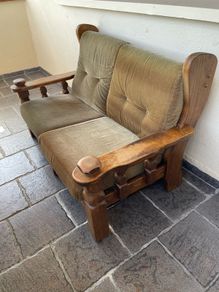 Vintage 2-seater wooden sofa