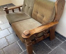 Vintage 2-seater wooden sofa