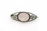 Vintage 925 Silver Rose Quartz Brooch