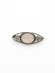 Vintage 925 Silver Rose Quartz Brooch