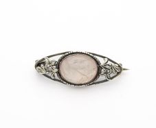 Vintage 925 Silver Rose Quartz Brooch
