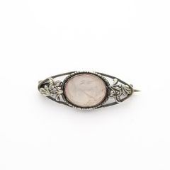 Vintage 925 Silver Rose Quartz Brooch