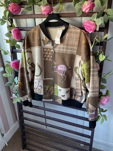 jacket Bnwt suede effect bomber jacket one size scarf print equestrian style