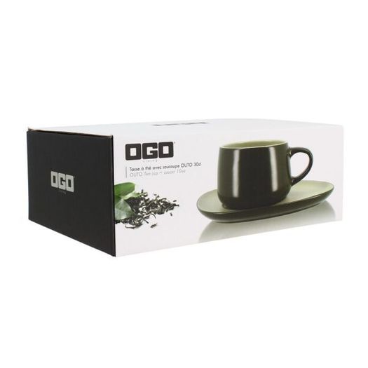 Ogo Living Outo Stoneware Cup and Saucer - Green