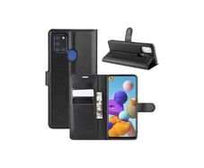For Samsung Galaxy A21s Wallet Case Cover Flip Book PU Leather Holder Card Slots Black - FHT28SMK1