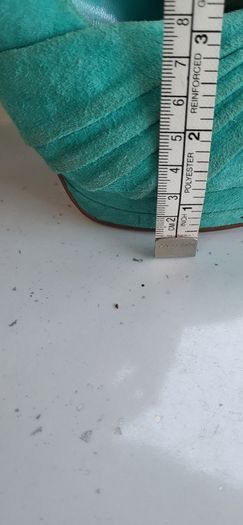 ALDO suede aqua peep toe heels Sz 40 (Fit 7UK)