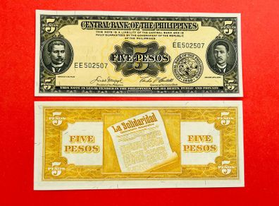 Philippines  5 Peso. 1949  Pick 135e. ( Uncirculated )