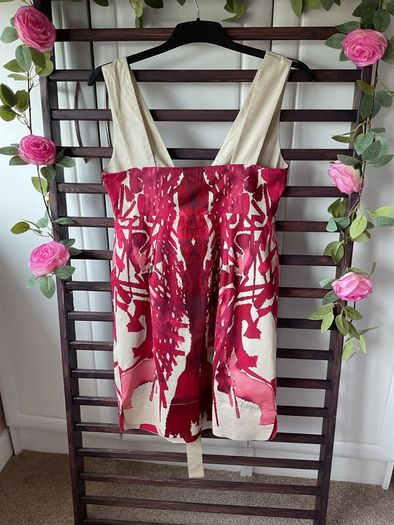 dress Bnwt Hoss dress size 40(12) 100% cotton beige & wine summer dress