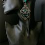 Art Deco Style Emerald Stone Statement Earrings Image 5