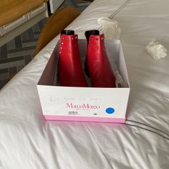 MarcoMoreo red leather ankle boots