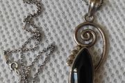Vintage black onyx sterling silver necklace