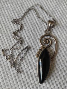 Vintage black onyx sterling silver necklace