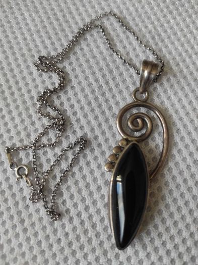 Vintage black onyx sterling silver necklace