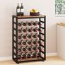 Dripex 30 Bottles Wine Rack Free Standing Floor, 6-Tier Display Wine Storage Shelves with Wooden Table Top, Sturdy Metal Bottle Holder for Kitchen Bar Pantry Image 4