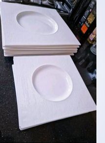 Square plates CasaCouture brand, fine dining porcelain.