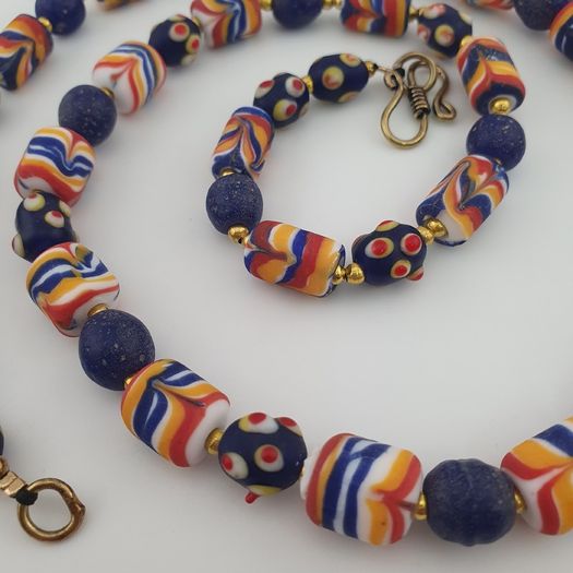 Antique Venetian African Style Mix Glass Necklace