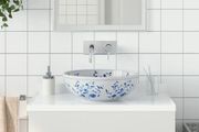 Countertop Basin White and Blue Round 41x14 cm Ceramic