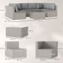 7 Pieces Rattan Garden Furniture Set, 6 Seater Garden Corner Sofa with Cushions and Glass Top Table, Sectional Outdoor Furniture Conservatory Set for Patio, Grey Image 2
