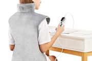 Electric Heating Pad for Back Neck Shoulders Pain Relief, XL 60x100cm Soft Flannel Wrap, Waist Strap, Fast Heat Hot Therapy 6 Heat Settings, Auto-Off Timer, Machine Washable, UK Plug, Grey