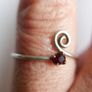 Unisex Adjustable Garnet Ring, 925 Sterling Silver Wrap Ring, Spiral Thumb Ring, Snake Toe Ring (adjustable size) 0,9g Image 4