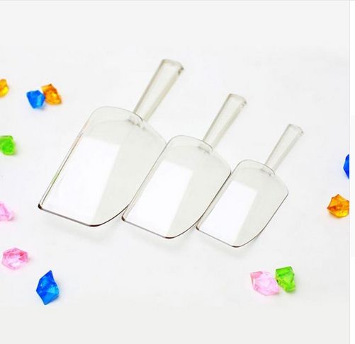 Lot of 3 clear plastic scoops for sweets, pop corn, grain, ice scoop ideal for any party, celebration. Set of 3 scoops