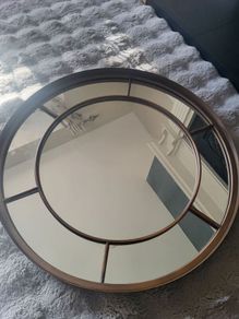 Art deco style indoor/outdoor mirror. Brushed Gold Finish