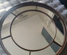Art deco style indoor/outdoor mirror. Brushed Gold Finish