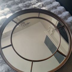 Art deco style indoor/outdoor mirror. Brushed Gold Finish