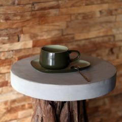 Ogo Living Outo Stoneware Cup and Saucer - Green
