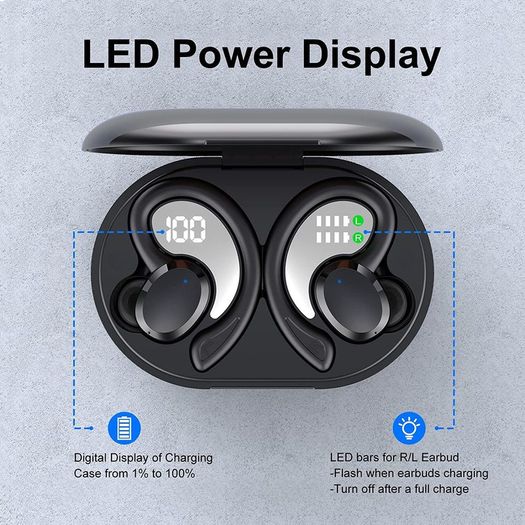 Wireless Earbud Running Headphones, Bluetooth 5.1 Sports Headphones In-Ear with Wireless Earphones Immersive Sound, Bluetooth Earbud IP7 Waterproof, Noise Cancelling, Dual LED Display, 48Hrs Playtime