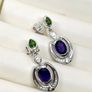 AAA African Amethyst, Natural Chrome Diopside & White Zircon Dangling Push Back Earring in Rhodium Overlay Sterling Silver Image 8