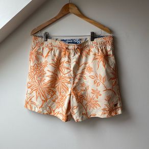 Polo Ralph Lauren Orange Hawaiian Palm Print Swim Trunks Mesh Lined