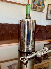 Mirror Polished Stainless Steel Double Walled Wine Cooler resembling the Wine Bottle Cooler