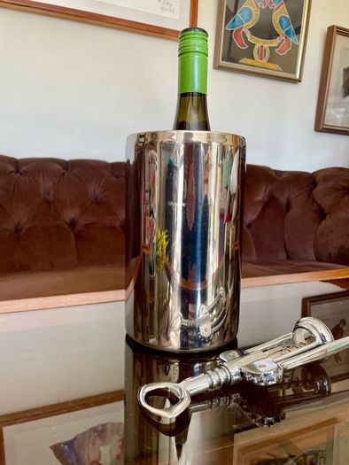 Mirror Polished Stainless Steel Double Walled Wine Cooler resembling the Wine Bottle Cooler