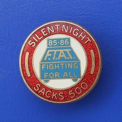SILENTNIGHT SACKS 500 (FTAT union) strike supporter's badge c.1985 - a scarce badge