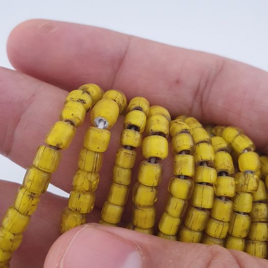 Antique Venetian Yellow Trade 3-5mm Beads Necklace Strands