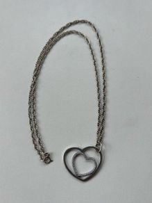 Chunky Sterling Silver Necklace with Heart Pendant