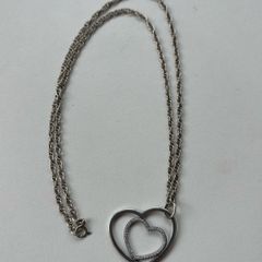 Chunky Sterling Silver Necklace with Heart Pendant