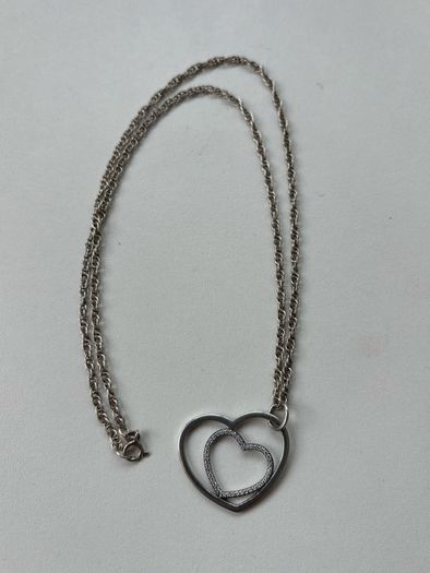 Chunky Sterling Silver Necklace with Heart Pendant