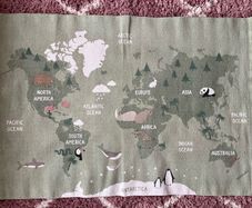 H&M World Map Cotton Rug 90cm x 135cm - As New