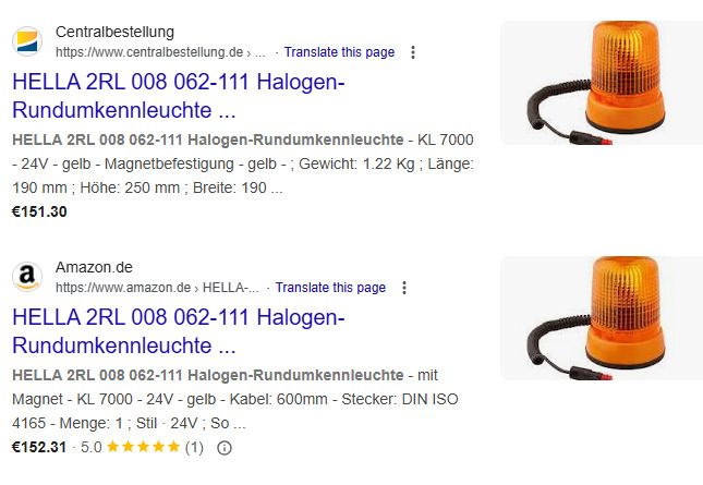 HELLA 2RL 008 062-111 Halogen-Rotating Beacon - KL 7000 - 24V - Yellow - Magnet Mount - Yellow - Cable: 600mm