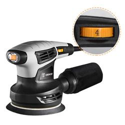 Random Orbit Sander with 8 Hole 125mm Sandpaper and Variable Speed Sander Power Tools