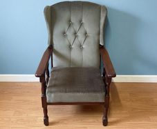 Stylish Grey Tufted High Back Armchair | Superb Condition