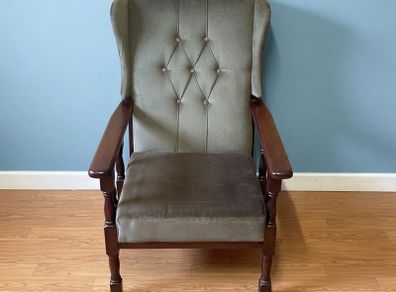 Stylish Grey Tufted High Back Armchair | Superb Condition