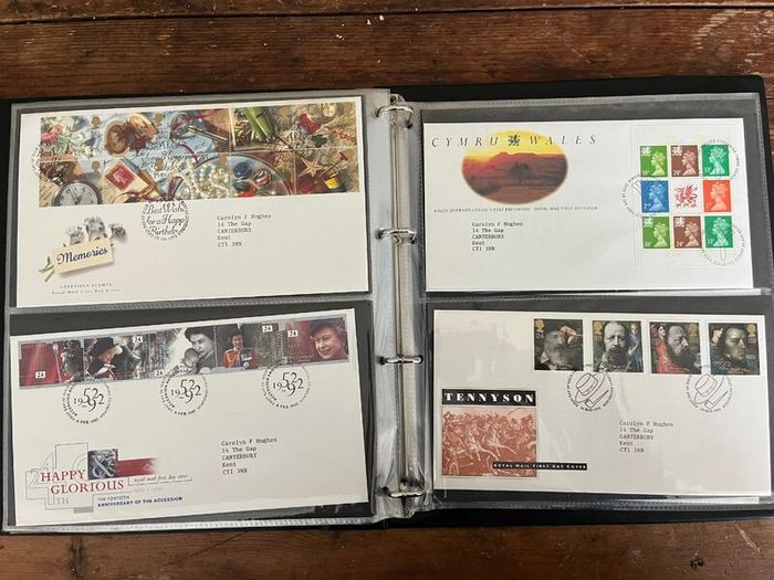 Collection of  74 UK First Day Cover stamps 1987 to 1992 in album plus 5 extra pages and book