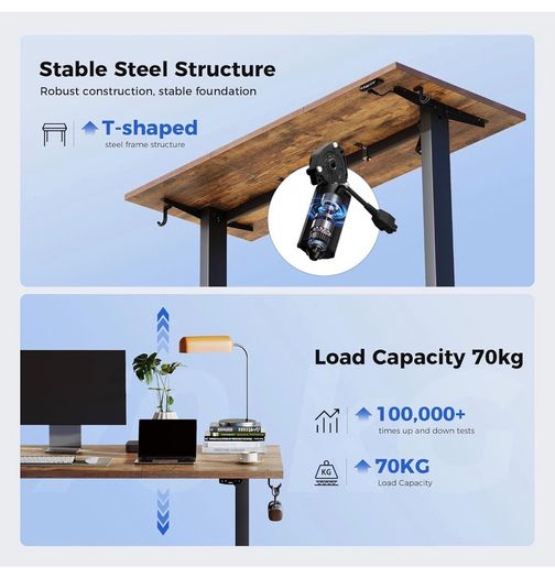 Electric Standing Desk, 120 x 60 cm Height Adjustable Sit Stand Desks