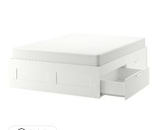 King Size bed frame with queen mattress (damaged drawers)