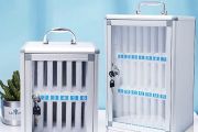 Slots Cell Phone Locker Box Aluminum Alloy Lockable Military School Classrooms Put Mobile Phone Management Storage Cabinets On The Wall (Color : Silver, Size : 12)